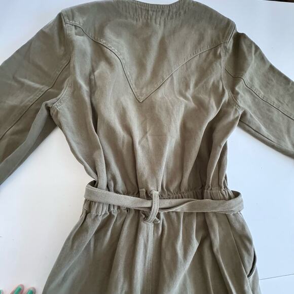 Mod Ref Jumpsuit Short Sleeve Olive Green‎ Tie Waist Snap Front Size S - Picture 6 of 13